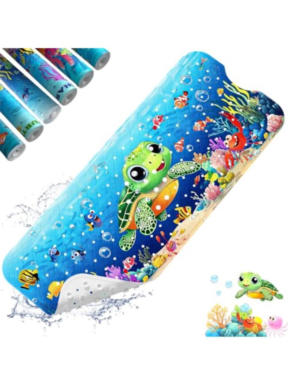 Non Slip Bathtub Mat Kids Turtle Bath Tub Shower Mat Suction Cups 40 x 16 Inch